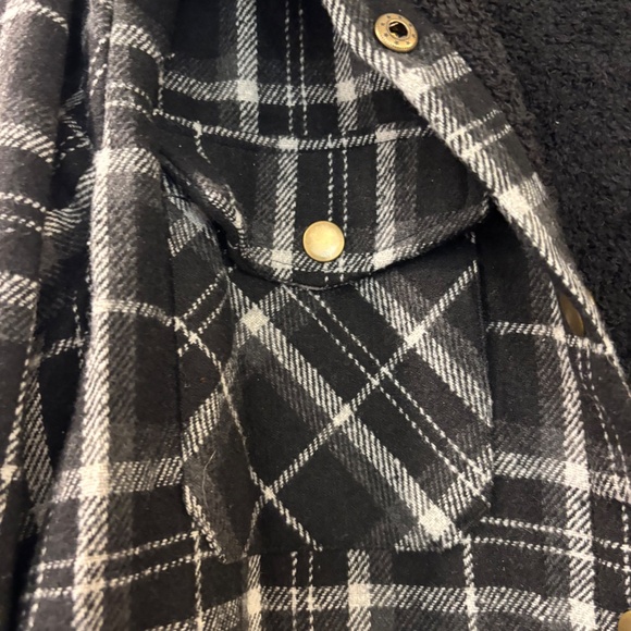 Amazon Dokotoo Womens Plaid Shacket Jacket Long Sleeve Button Down Fleece Hooded - Picture 5 of 9